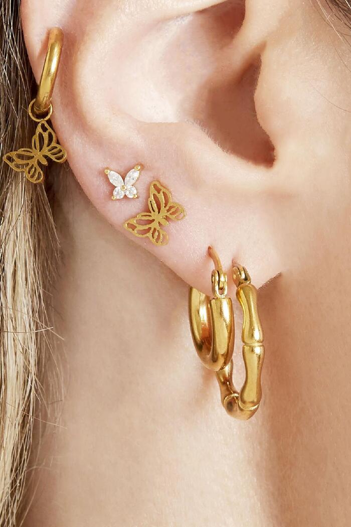 Earrings Little Butterfly Gold Stainless Steel Immagine2